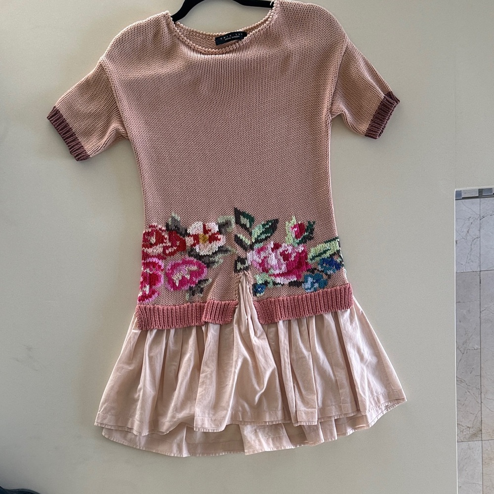 Twin-Set Pink and Brown Floral Knit Dress